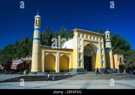 La Mosquée ID Kah à Kashgar, la plus grande de toute la Chine et datant de 1442. Banque D'Images