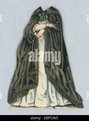 Jenny Lind Paper Doll Costume Donna Anna de l'opéra Don Juan. Costume de poupée en papier pour la figure de Jenny Lind représentant Donna Anna de l'opéra Don Juan.conçu pour être placé sur la poupée. Banque D'Images