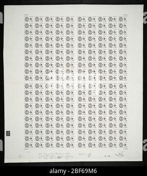 Étanchéité de la zone du canal 22 c et étanchéité de la plaque Jet plane. Les épreuves certifiées de plaque sont la dernière preuve imprimée de la plaque avant d'imprimer les timbres au Bureau de l'gravure et de l'impression. Ces épreuves de plaque sont uniques, avec les signatures et la date d'approbation. Banque D'Images