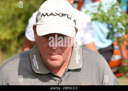 Le légendaire joueur du PGA Tour John Daly jouant au golf à Stockholm / Suède, Arlandastad, parcours de golf, août 2007. Banque D'Images