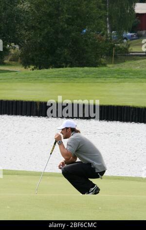 Henrik Zetterberg jouant au golf. Stockholm / Suède, Arlangastad, parcours de golf, août 2007. Banque D'Images