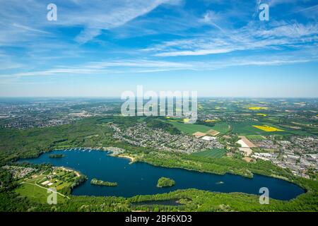 , Lac Unterbacher Voir à Düsseldorf-Unterbach, 09.05.2016, vue aérienne, Allemagne, Rhénanie-du-Nord-Westphalie, Basse-Rhin, Düsseldorf Banque D'Images