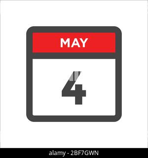 Icône calendrier du 4 mai - jour du mois Illustration de Vecteur