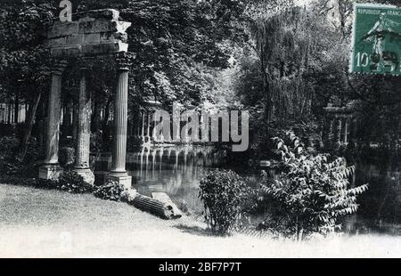 Vue du parc Monceau à la carte postale de Paris 1905 - 1910 Collection privee Banque D'Images