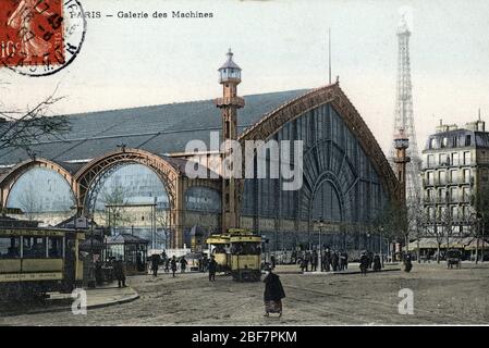 Vue de la Galerie des machines, un monument parisien, construit pour l'exposition universelle de Paris de 1889 et demoli en 1909 situe dans le quartier Banque D'Images