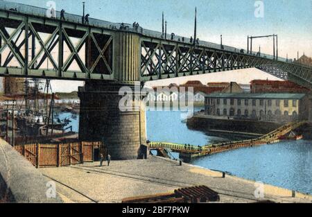 Vue du pont national A Brest, Finistère Postcard 1910 CA Collection privée Banque D'Images