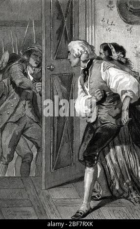 Loi des suspects instauree en septembre 1793 : 'l'arrêt de Pierre-Gaspard Chaumette (1763-1794) suspecte de conspirater contre la République en 17 Banque D'Images