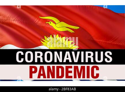 PANDÉMIE de coronavirus COVID-2019 sur fond du drapeau de pays de Kiribati. Rendu tridimensionnel des bactéries du coronavirus. Illustration du drapeau de Kiribati en CAS DE PANDÉMIE Banque D'Images