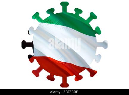 Symbole du coronavirus au Koweït. Nouveau coronavirus (2019-nCoV). Concept de quarantaine du coronavirus. Risque de coronavirus et infection au Koweït concept. 3 Banque D'Images