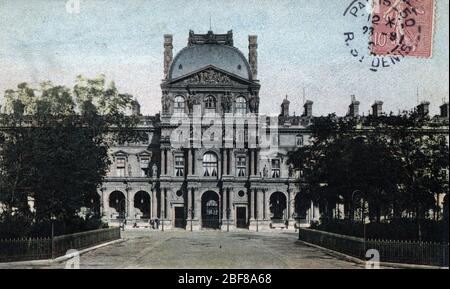 Vue du pavillon richelieu, palais du Louvre à la carte Paris vers 1910 Collection privee Banque D'Images