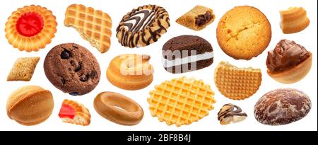Collection de biscuits et biscuits isolée sur fond blanc Banque D'Images