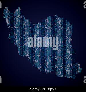 Carte de pays de l'Iran à partir de code binaire numérique Illustration de Vecteur