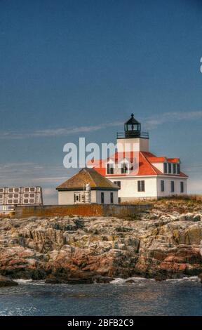 Phare d'Egg Rock près de Bar Harbor, Maine. Banque D'Images