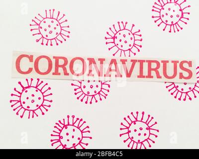 coronavirus covid-19 peint gros plan illustration stock photo (mes œuvres) avec les titres de journaux Banque D'Images