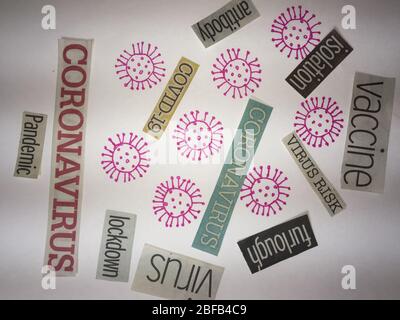 coronavirus covid-19 peint gros plan illustration stock photo (mes œuvres) avec les titres de journaux Banque D'Images