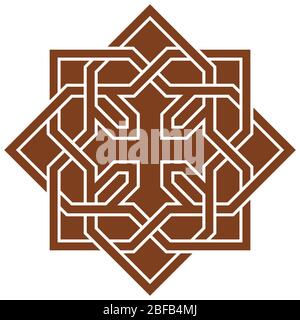 Motif croisé corné Coptic, décoratif, arabisc et motif, haute précision, N°.siv Illustration de Vecteur