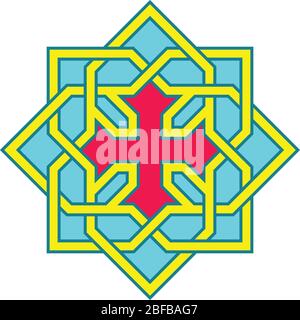 Coptic Horned croisé design décoratif, arabisc et modèle, haute précision, N° 2.12 Illustration de Vecteur