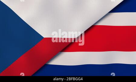 Deux drapeaux de la République tchèque et du Costa Rica. Expérience professionnelle de haute qualité. illustration tridimensionnelle Banque D'Images