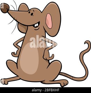 Illustration de dessin animé de drôle de personnage animal comique de souris brune Illustration de Vecteur