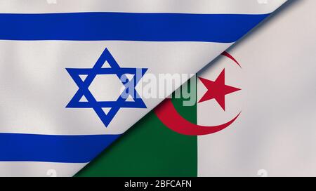 Deux drapeaux d'Israël et d'Algérie. Expérience professionnelle de haute qualité. illustration tridimensionnelle Banque D'Images