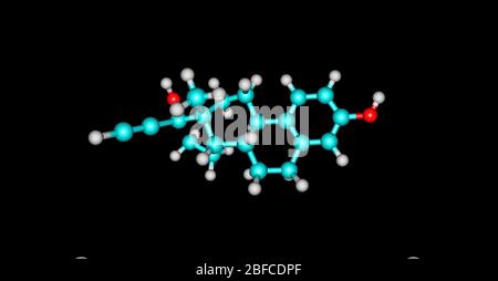 Molécule d'Ethinyl Estradiol - contraception orale pour femme sur le noir Banque D'Images