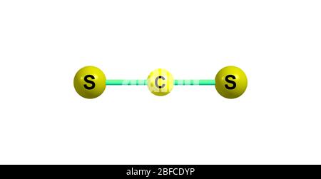 Le disulfure de carbone est un liquide volatil incolore dont la formule est la suivante : Le composé est également utilisé fréquemment comme bloc de construction en chimie organique Banque D'Images