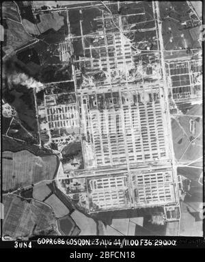 AUSCHWITZ 11-BIRKENAU, Pologne No 60 SAF photo de reconnaissance aérienne du camp de concentration 23 août 1944 Banque D'Images