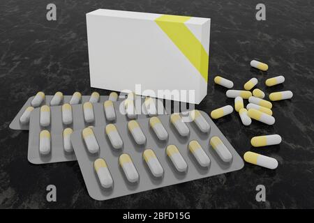 Confezione en blister di farmaci medicinali en capsule. Banque D'Images