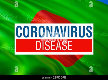 Coronavirus au Bangladesh drapeau avec MALADIE signe, 2019-nCoV Novel Coronavirus bactérie. Concept d'arrêt du coronavirus et d'absence d'infection Banque D'Images