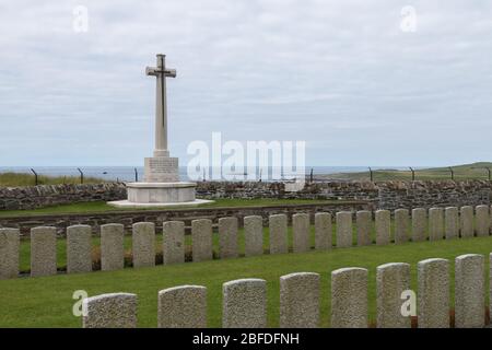 Le cimetière militaire de Kilchoman, un site de la CWGC sur l'île d'Islay, contient les restes des victimes du naufrage du HMS Otranto en 1918. Banque D'Images