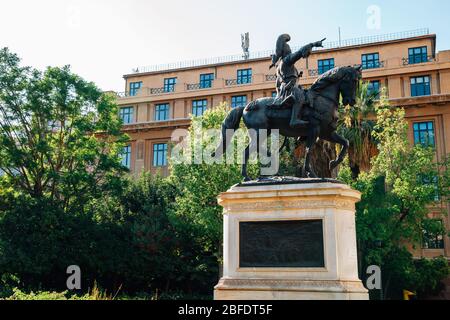 Athènes, Grèce - 6 août 2019 : Statue de Theodoros Kolokotronis au Musée National d'Histoire Banque D'Images