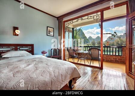 Yangshuo Mountain Retreat Rooms, Hôtels à Yangshuo China Banque D'Images