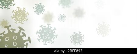 Bannière d'arrière-plan virus - dessins de cellules simples avec différentes teintes de couleur, espace pour le texte côté droit Banque D'Images