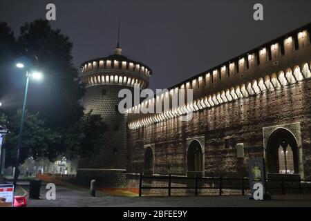 Milan, Italie, 12/24/2018: Structure du château de Sforza à Milan Banque D'Images