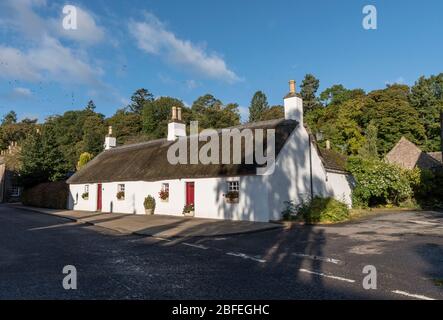 Chalet en chaume, Glamis, Angus Banque D'Images