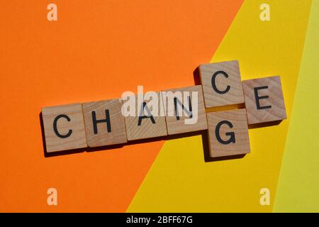 Chance, changer de mot en tuiles en bois en trois dimensions avec des lettres interchangeables Banque D'Images