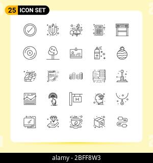 25 interface utilisateur Line Pack de signes et symboles modernes de race, de ligne, d'amour, de finition, mathématiques Editable Vector Design Elements Illustration de Vecteur