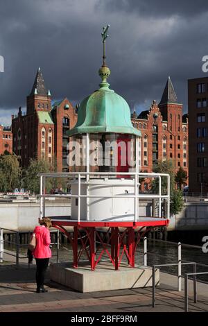 Phare, trimestre Ubersee, Quartier HafenCity, Hambourg, Allemagne, Europe Banque D'Images