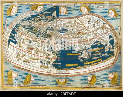 Carte du monde Ulm Ptolémée à partir de 1482 Banque D'Images