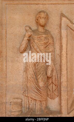 Sarcophage d'Olia Tertula (il y a 15 ans). 2ème siècle. Époque romaine. Femme. Détails. Ravenne, Italie. Banque D'Images