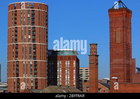 Les appartements de la maison de bougie à Leeds avec des structures classées de Tower Works à Holbeck Urban Village Banque D'Images