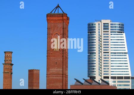 Tower Works de Holbeck Urban Village et Bridgewater place gratte-ciel à Leeds Banque D'Images