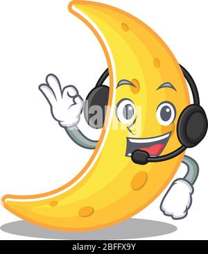 Un magnifique concept de mascotte à imprimé lune avec casque Illustration de Vecteur