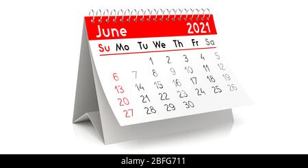 Juin 2021 - calendrier de table - illustration 3-3 Banque D'Images