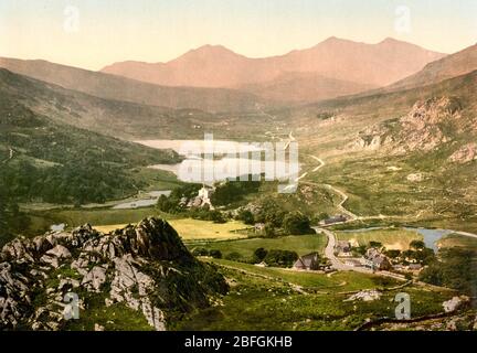 Capel Curig et Snowdon, Pays de Galles, vers 1900 Banque D'Images