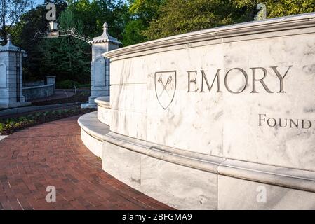Entrée au campus de l'Université Emory à Atlanta, Géorgie. (ÉTATS-UNIS) Banque D'Images