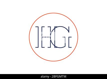 Modèle vectoriel de conception de logo HG lettre de monogramme initial. Logo HG lettre Illustration de Vecteur