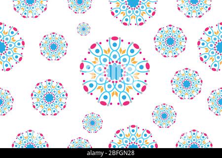 Modèle coloré à motif abstrait et fleuri. Magnifique motif de fleurs géométriques sans couture. Motif graphique élégant. Tileable Illustration de Vecteur