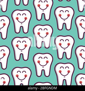 Motif peau de copeau vectorisé mignons dents blanches sur fond bleu clair Illustration de Vecteur