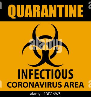 Signe de quarantaine du coronavirus. Panneau d'avertissement d'information sur les mesures de quarantaine dans les lieux publics. Restriction et prudence COVID-19. Vecteur utilisé pour nous Illustration de Vecteur